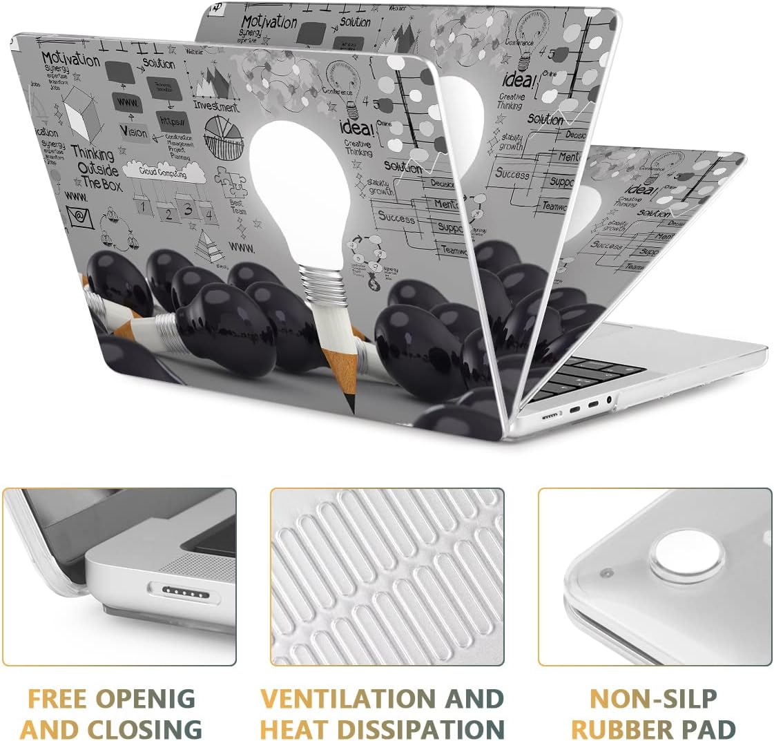 CISSOOK Creative Bulb Hard Shell Case for MacBook Pro 14 inch 2024 2023 2022 2021 Release Model M4 Chip A3112 A3185 A3401 / A2992 A2918 M3/ A2779 M2 / A2442 M1 with Touch ID 2021-2024