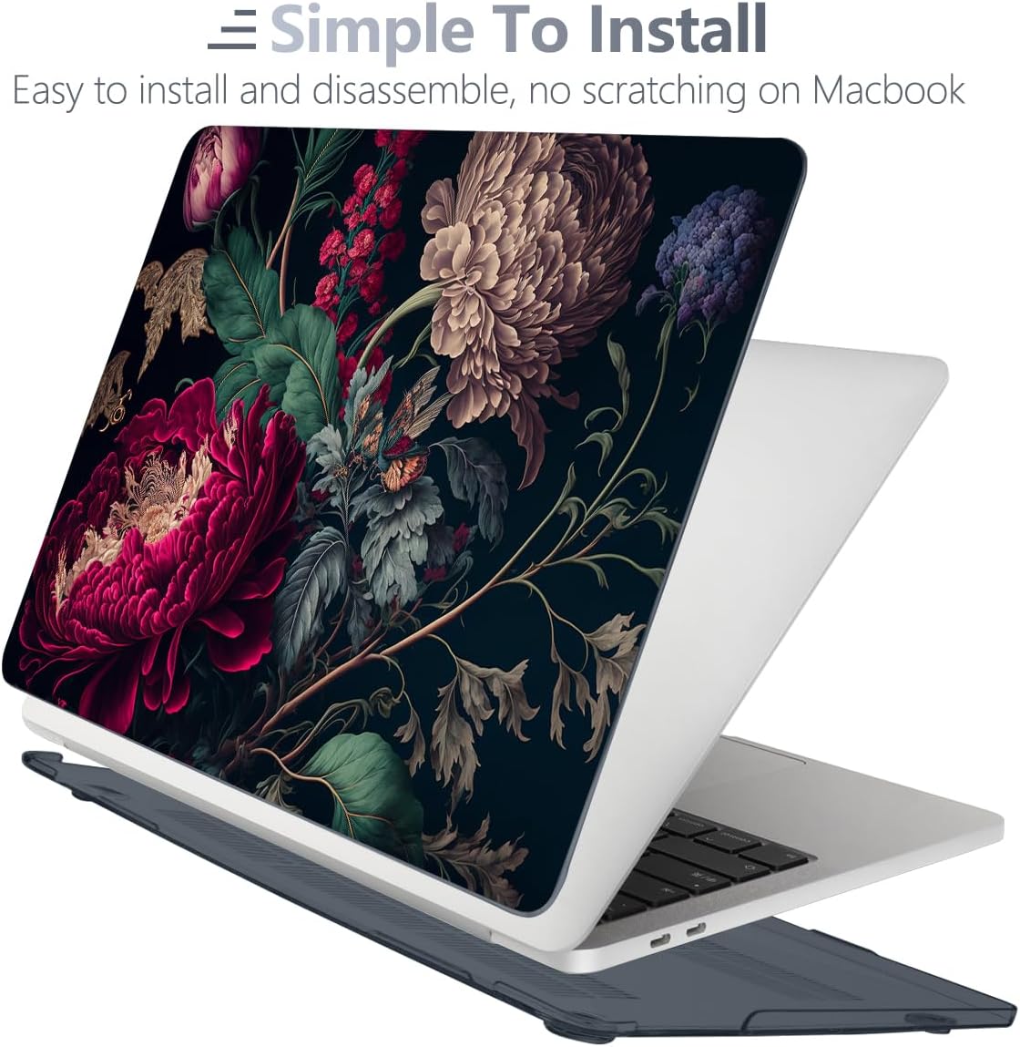 Batianda Design Case for M1 MacBook Air 13 Inch Model A2337 A2179 A1932 2021 2020 2019 Release,3D Stylish Designed Hard Shell with Keyboard Cover & Screen Protector, Vintage Flower