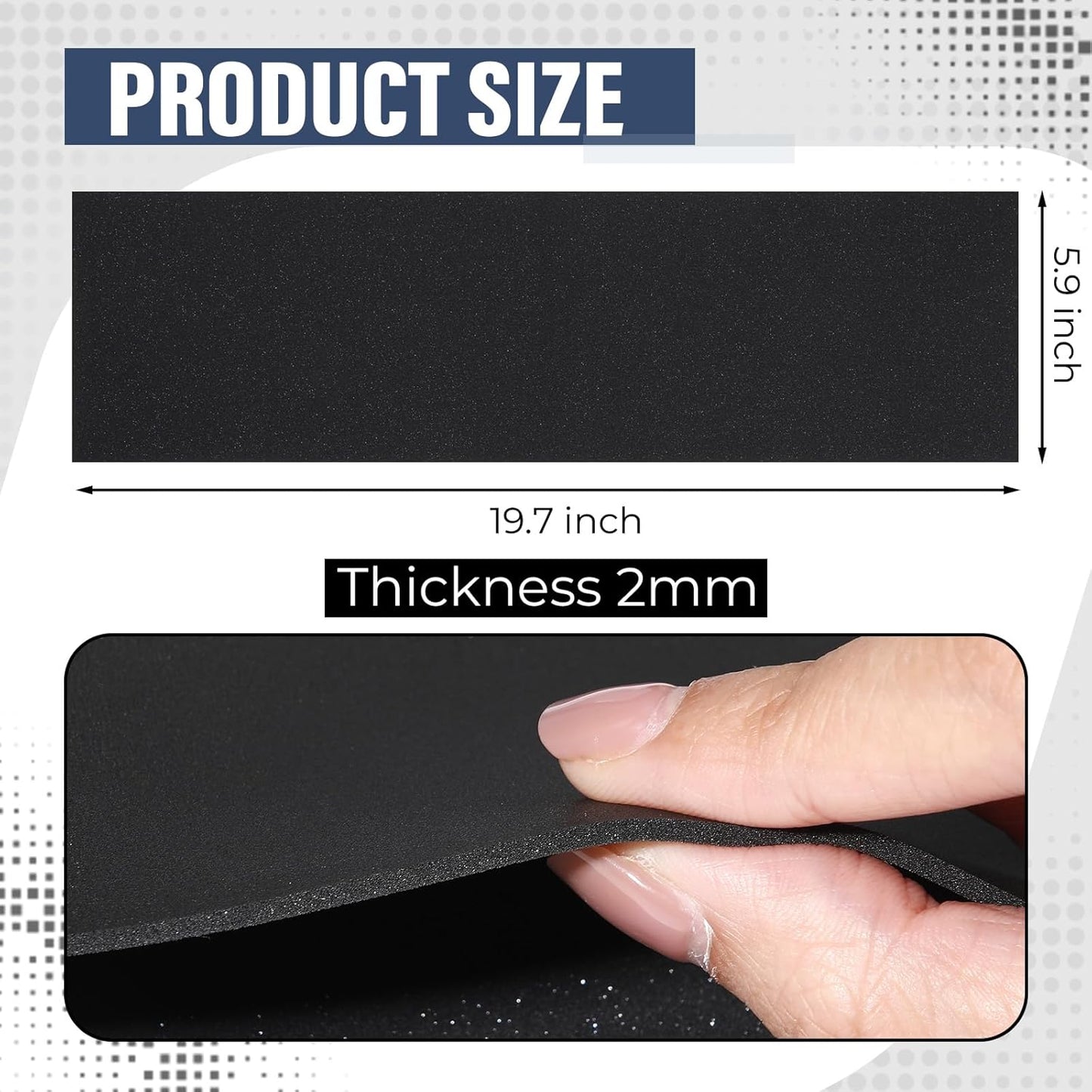 Keyboard Foam for Mechanical Keyboard, Sound Dampening Foam Free Cutting Key Board Mat Foams Black for Key Board Bottom Office Desk Home, 20 x 6 (2mm Thick)