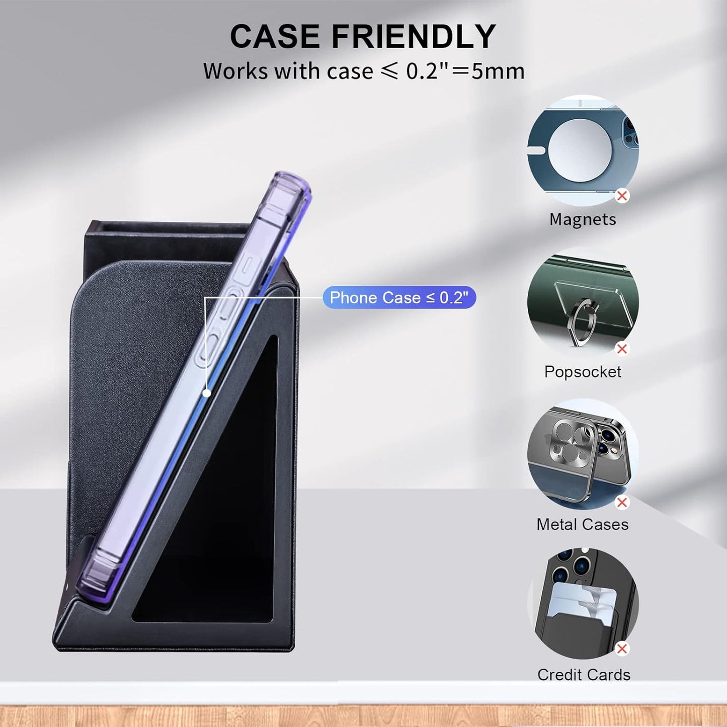 Wireless Charger with Desk Organizer, Wireless Charging Station for iPhone 13/13 Pro Max/13 Pro/12 Series/11/XS Max/XR/X/8Plus/SE 2, Wireless Charging Stand with Leather… (Black L)