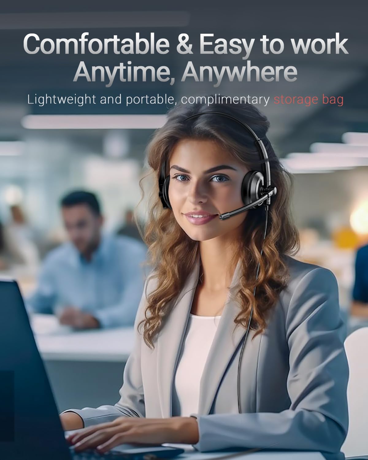 Computer USB Headset with Microphone for PC - Headphones with Noise Cancelling Microphone On Ear Wired Headset Mic Mute for WFH Call Center Office Online Class Skype Zoom