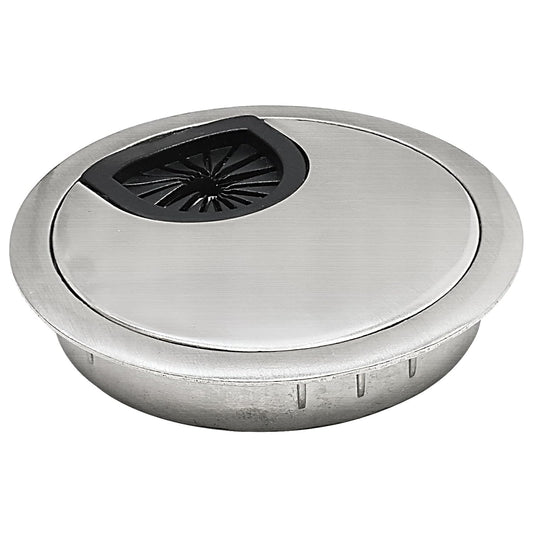 Desk Grommet 2-3/8" (60 mm), Desk Cord Hole Cover, Cable Grommet Metal Zinc Alloy Materilal, Desk Hole Grommet for Office and Home Table Cable, Detachable Cable Cord Organizer (Brushed Silver 1 Pcs)