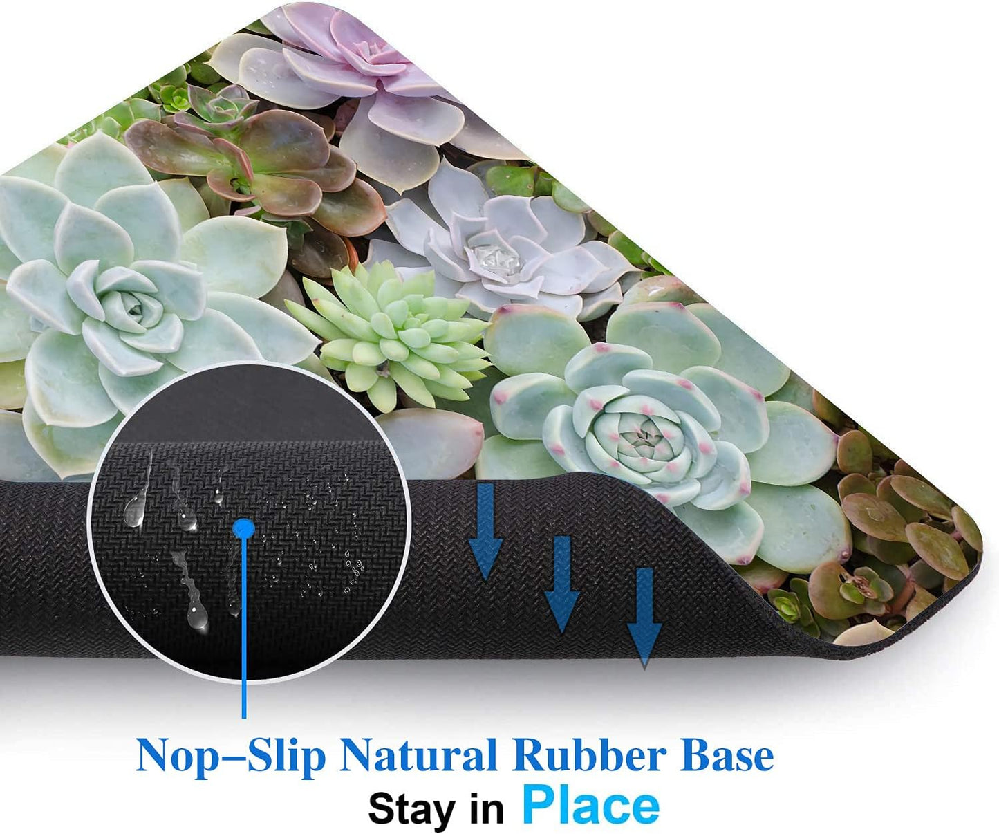 Cute Succulents Mouse Pad, Natural Plants Mousepad for Design, Anti-Slip Rubber Base Wireless Mouse Pads for Laptop