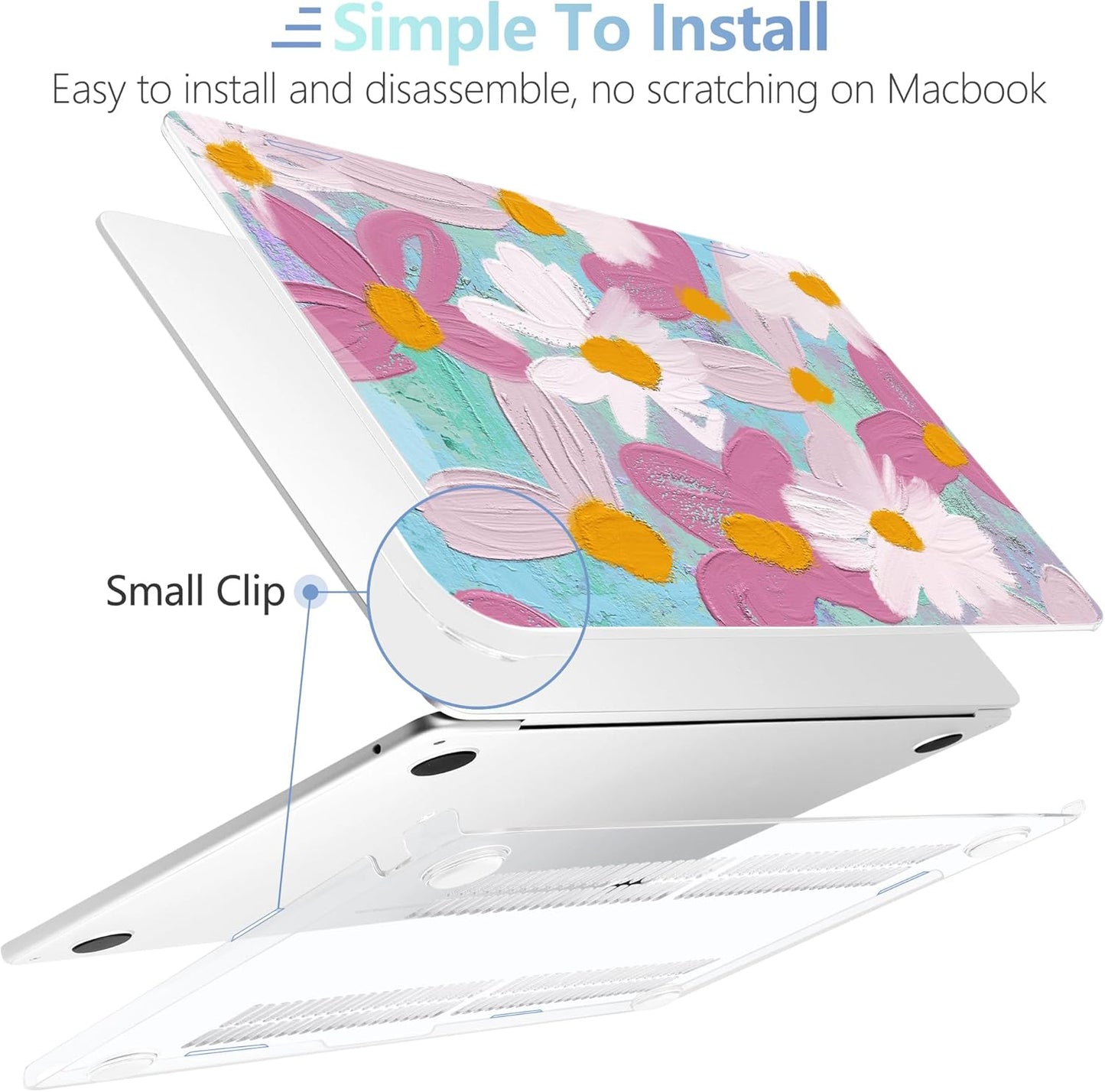 MEEgoodo for M4/M3/M2 MacBook Air 15.3 inch Case 2025 2024 2023, Case Fit Model (A3241/A3114/A2941) for MacBook Air 15 inch, Laptop Hard Shell with Keyboard Cover, Art Plants Floral