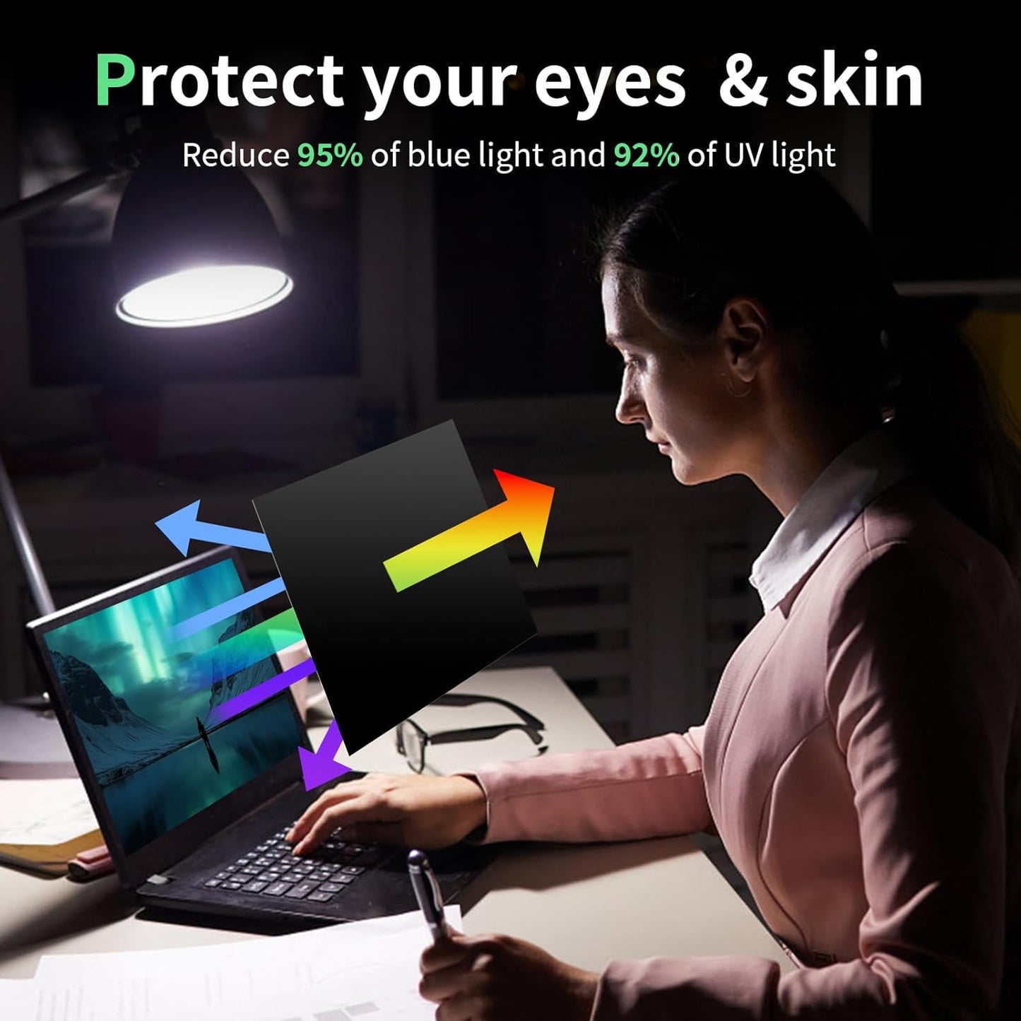 Laptop Privacy Screen 17 Inch, Laptop Screen Privacy Shield 16:10 Aspect Ratio Anti-Glare Blue Light Computer Monitor Protector,Removable 17in Filter for Lenovo HP Dell Acer Asus Thinkpad Envy Xps