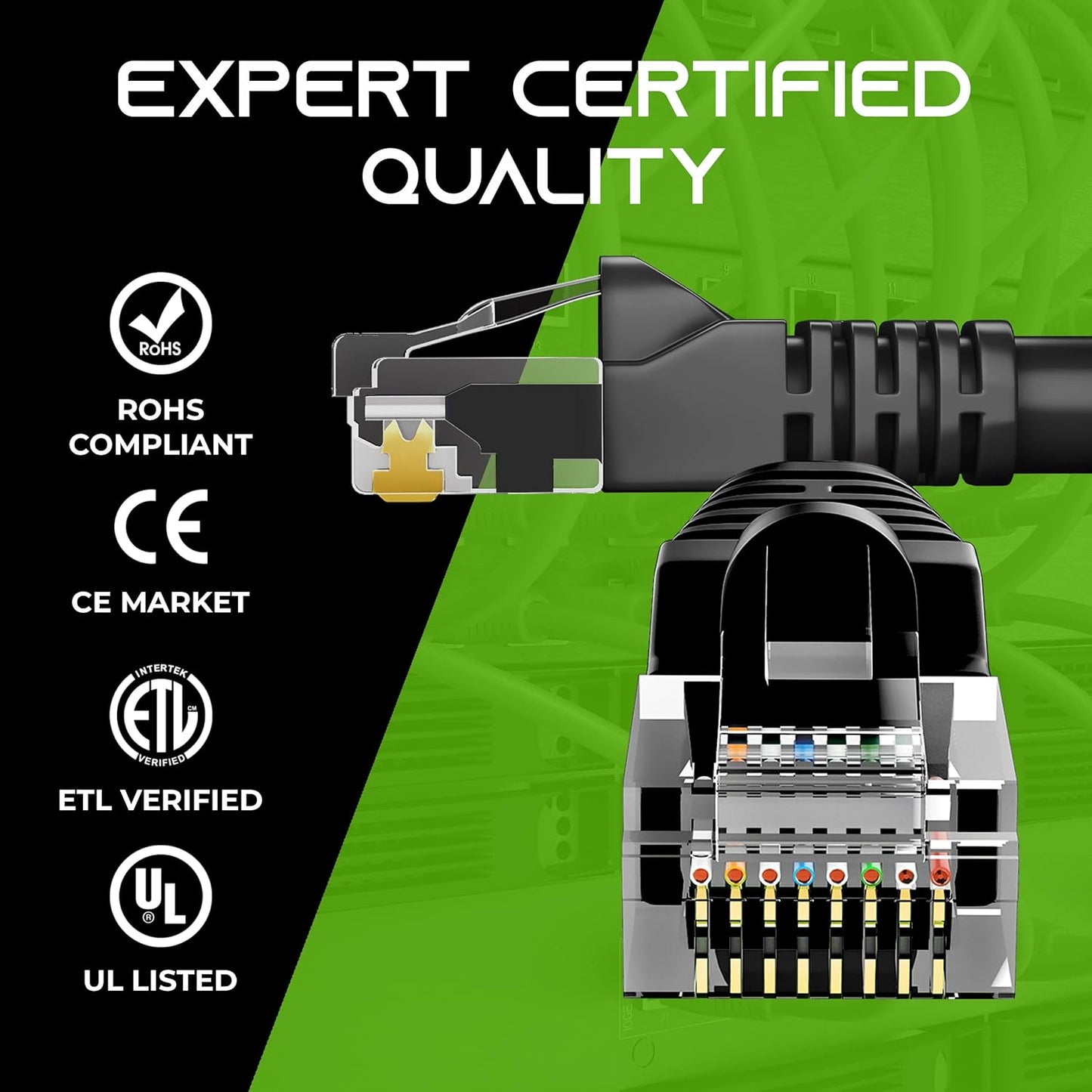 GearIt 24-Pack, Cat5e Ethernet Patch Cable 10 Feet - Snagless RJ45 Computer LAN Network Cord, Black