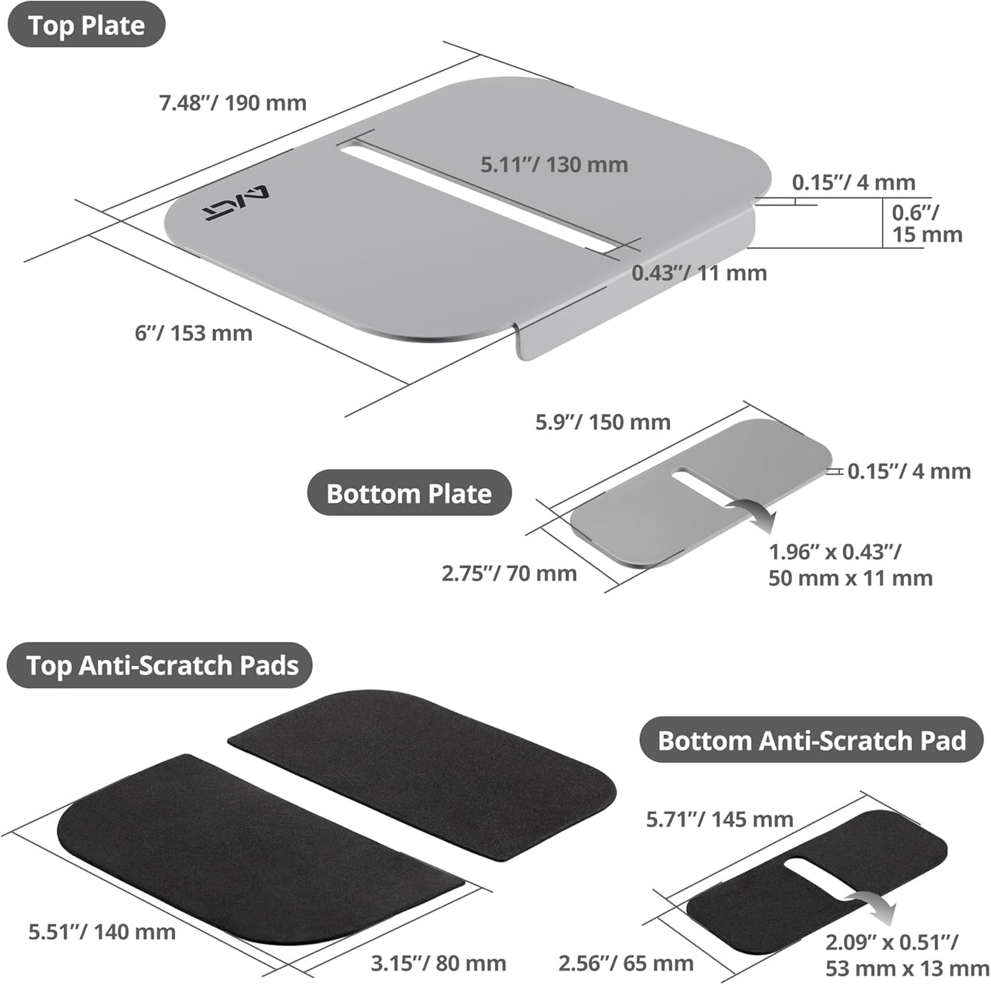 AVLT Adjustable Reinforcement Plate Bracket Mount for Fragile Tabletop - Supports Monitor Stand with C Clamp Or Grommet Installation - Gray