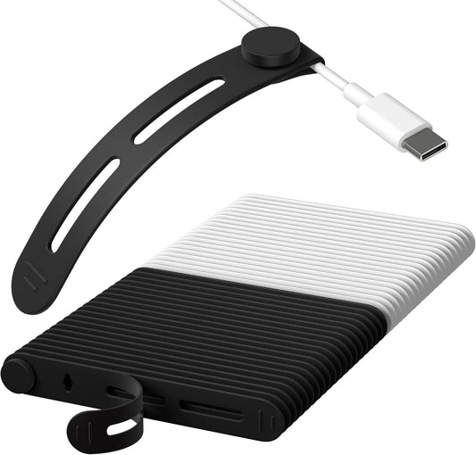 40Pcs Nearockle Reusable Cable Ties, Adjustable Silicone Cord Organizer Small Zip Ties for Charging Cords Earphone Computer Wire, Office Desk Cable Management Travel Accessories(White&Black)