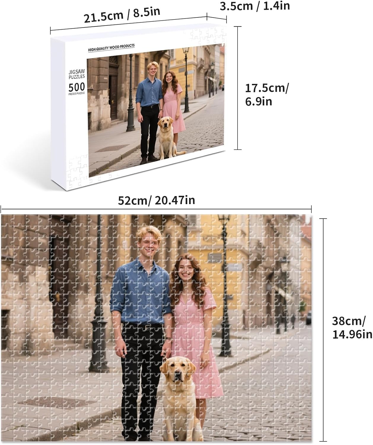 Custom Photo Puzzle – Personalized 500‑Piece Jigsaw Puzzle from Your Photos – Unique Custom Gift for Adults, Families, Weddings, Couples, Anniversaries, and Cartoons(500-horizontal)