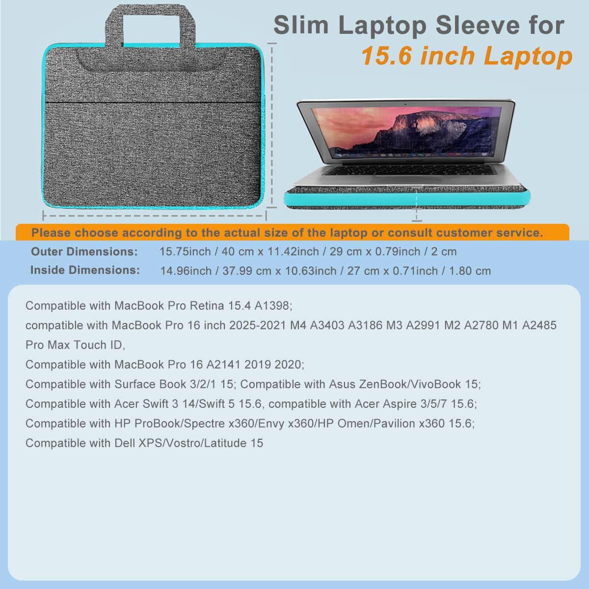 Universal Laptop Shoulder Bag 13-17.3 Inch Shockproof Briefcase with Multi-Pockets & Adjustable Strap for MacBook Pro/Air