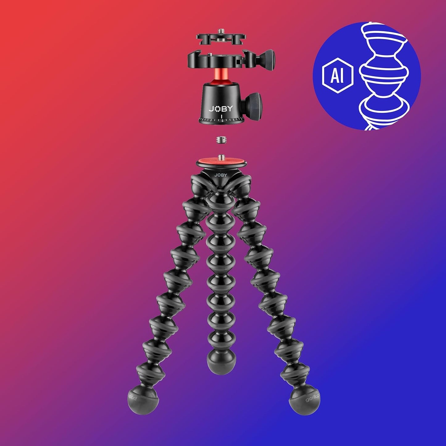 JOBY GorillaPod 3K PRO Kit, Flexible Professional Aluminium Tripod with BallHead, QR Plate, Made in Italy, for Premium CSC/Mirrorless Camera, 3kg/6.6lbs Load Capacity, J91566-BWW