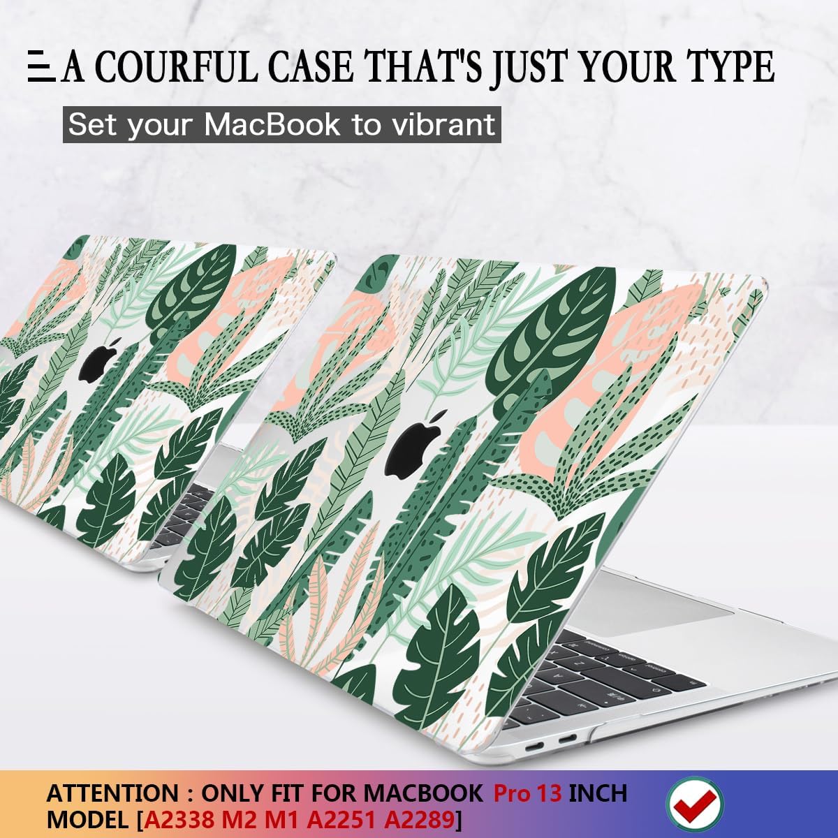 CISSOOK Palm for MacBook Pro 13 inch Case 2025-2020 Release M2 Chip A2338 M1 A2251 A2289 with Touch Bar, Tropical Hard Shell Case with Keyboard Cover for MacBook Pro 13, Tropical Palm Leaves