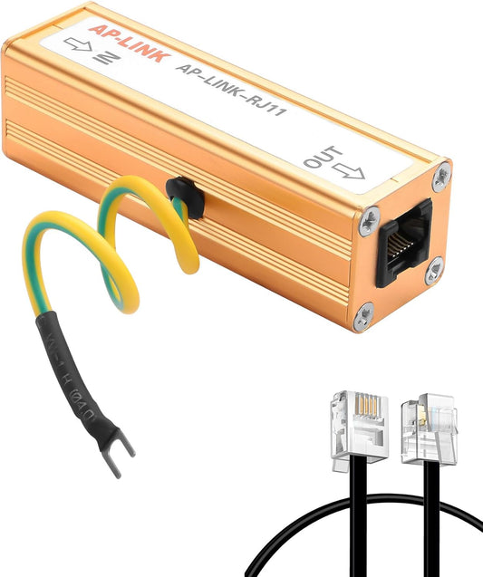 CERRXIAN RJ11 Telephone Fax Surge Protector RJ11 Thunder Arrester Protection Device Audio Telephone Protector AP-LINK-RJ11 110V