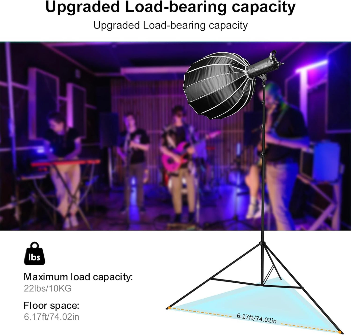 20FT/6M Tripod Stand - Heavy Duty Tripod Stand - Tall Tripods Air-Cushioned Telescoping Light Stand for Photography Overhead Shots, Sports(Aluminum Alloy)