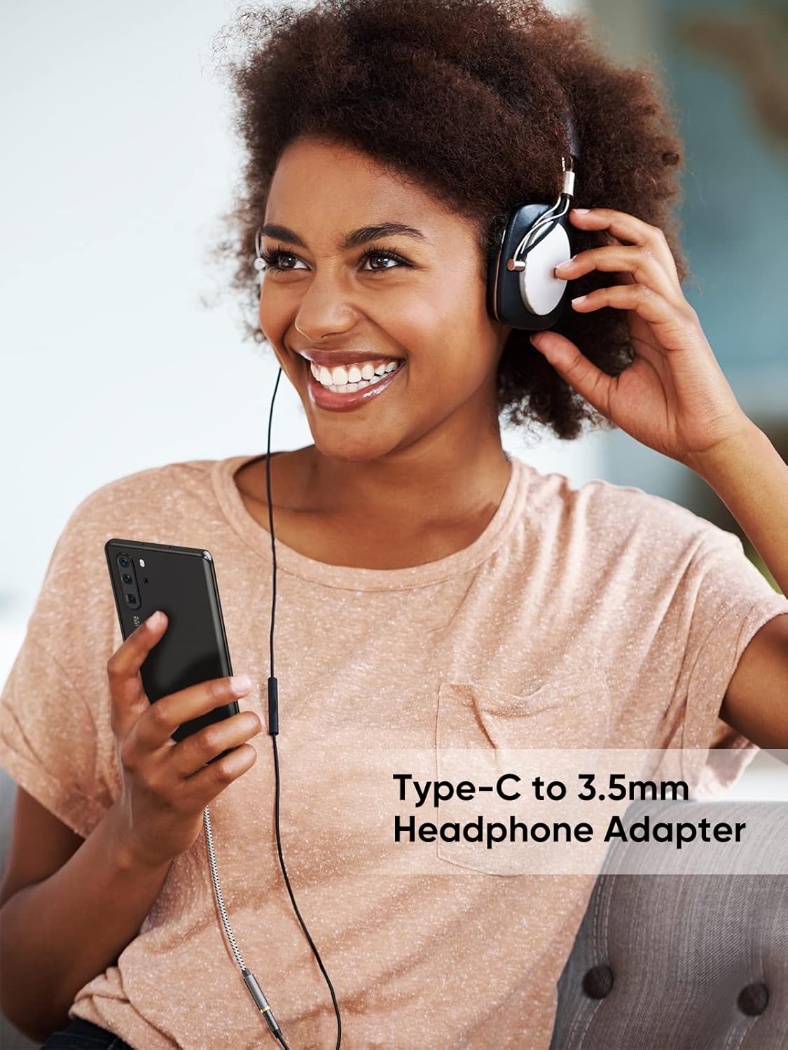 CableCreation USB C to 3.5mm Audio Adapter, Type C to Headphone Adapter, USB C to Aux 24bit/96kHz HiFi DAC Cable for iPhone 16 15 Pro Max/15 Pro/15 Plus, iPad, Galaxy S24 S23 Ultra, Pixel 9, 0.33 ft