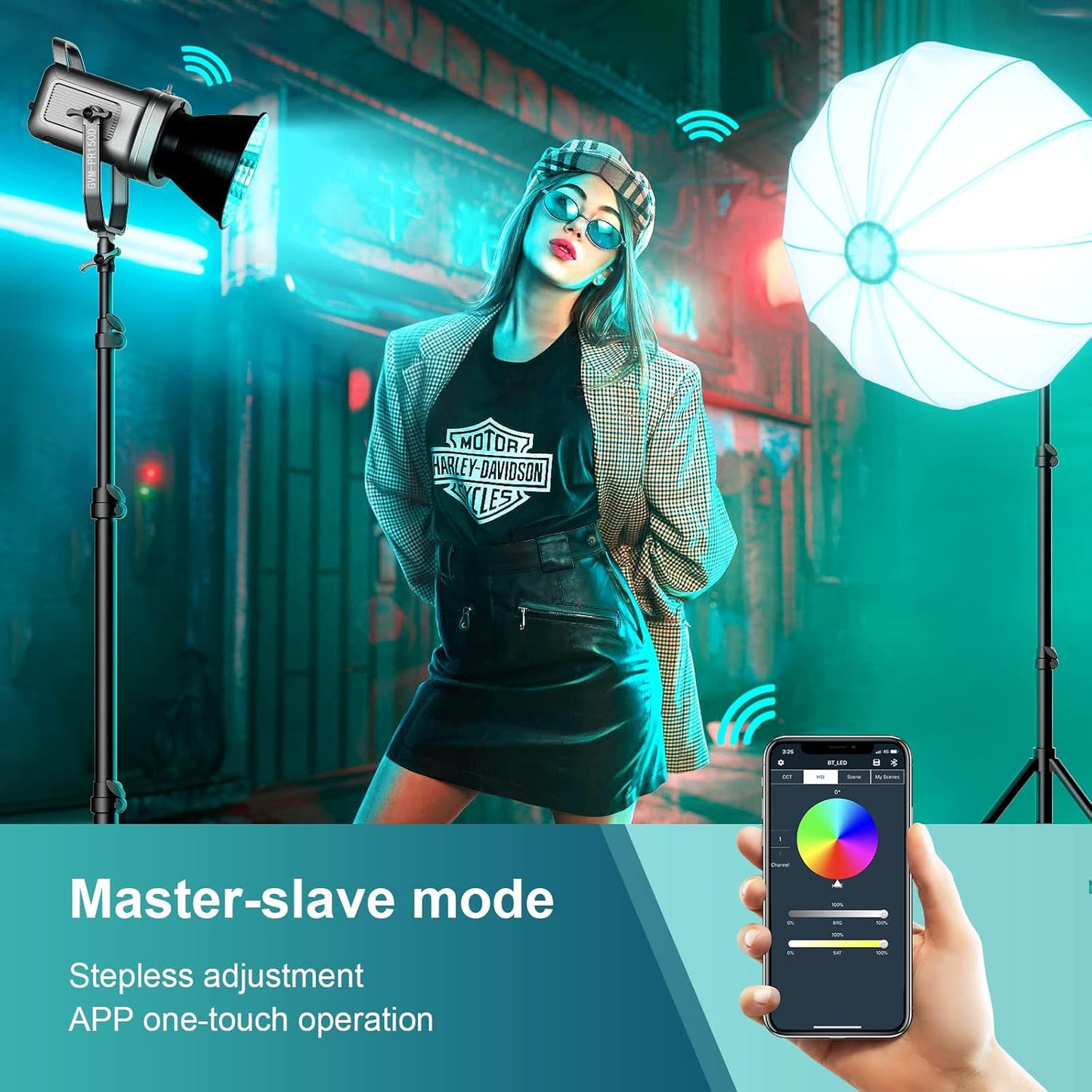 GVM 150W LED Video Light 2700K~7500K RGB Video Light Photography Studio Light Kit with Lantern Softbox & Stand, CRI97+TLCI97 with 8 Lighting Effects+Custom Effects for Outdoor Shoot YouTube Videos