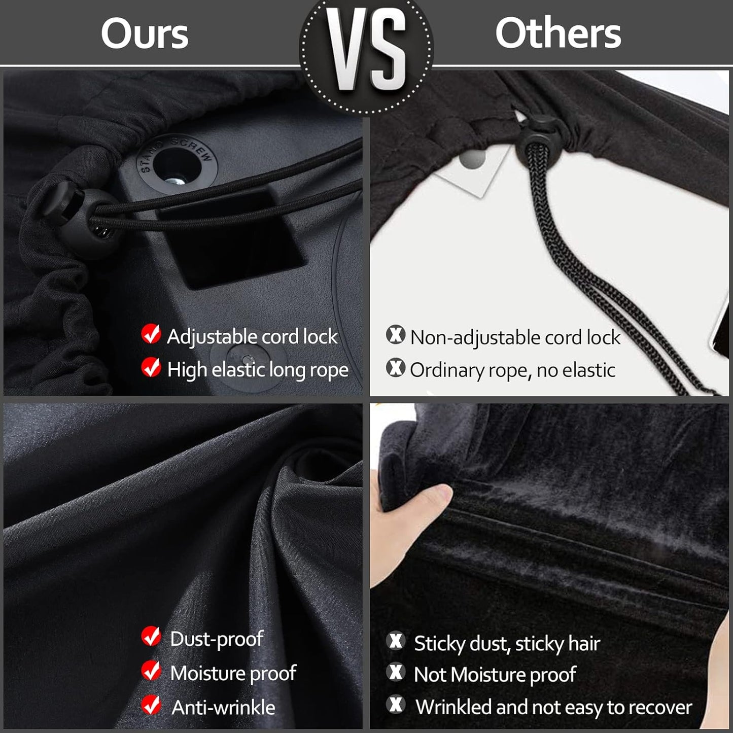 61 Keys Piano Keyboard Dust Cover, Adjustable Electric Piano Keyboard Covers for Digital Electric Pianos, Full Cover Elastic Lock Music keyboard Protector Cover - Black