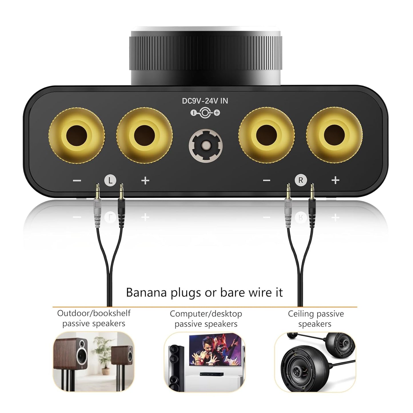 AK30 Mini Bluetooth Amplifier for Passive Speakers,50W+50W 2.0CH Audio Amplifier,Stereo HiFi Digital Amp,Home Amp Receiver w/AUX/USB/BT/Opt Input & 12V/5A Power Adapter for Home/Garage/Ceiling