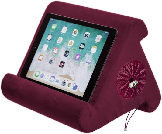 Flippy Tablet Stand Compatible with iPad, Cubby Storage and Multi-Angle Viewing for Home, Work & Travel. Our Tablet Holder Has Storage for Your All Your Personal Items. (Nebbiolo)
