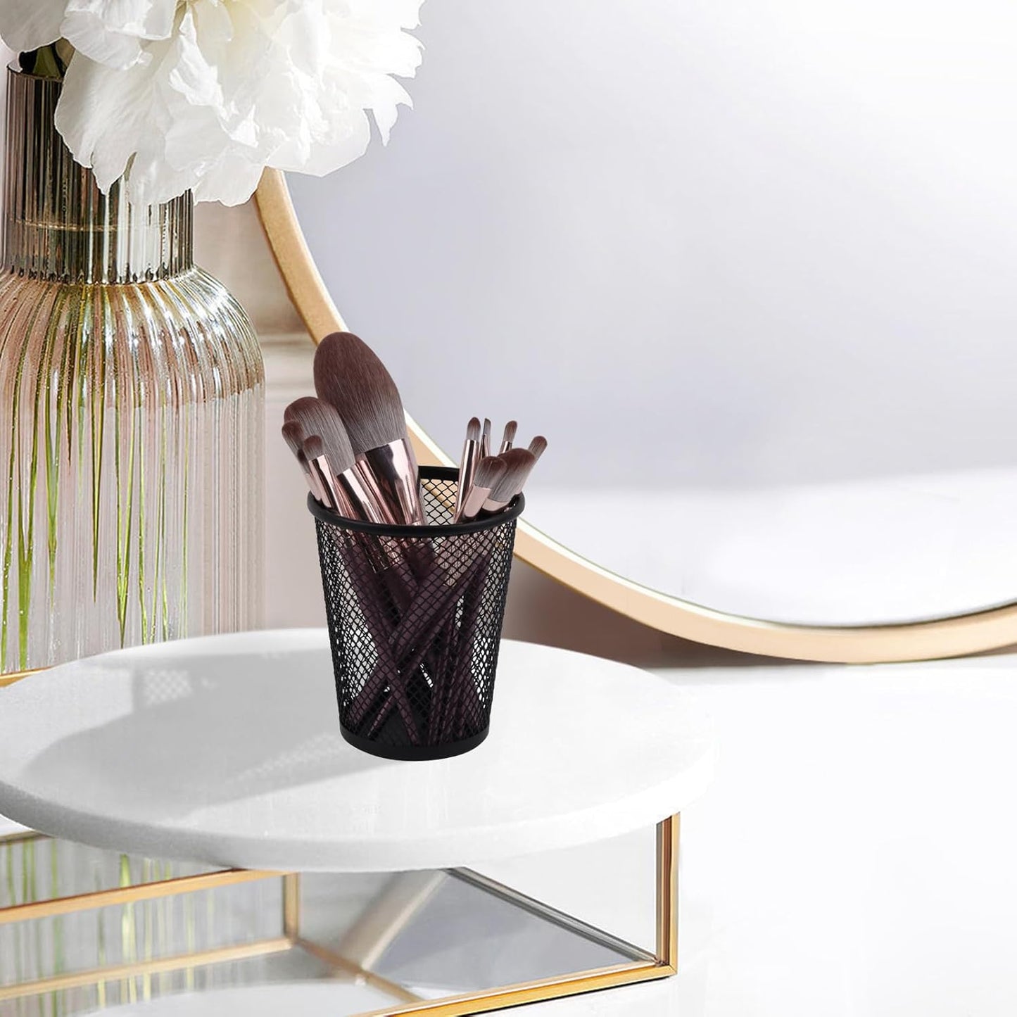 Desk Pencil Pen Holder, Wire Mesh Pen Cup Holder for Desk Organizer and Office Desk Accessories (3 Pack)