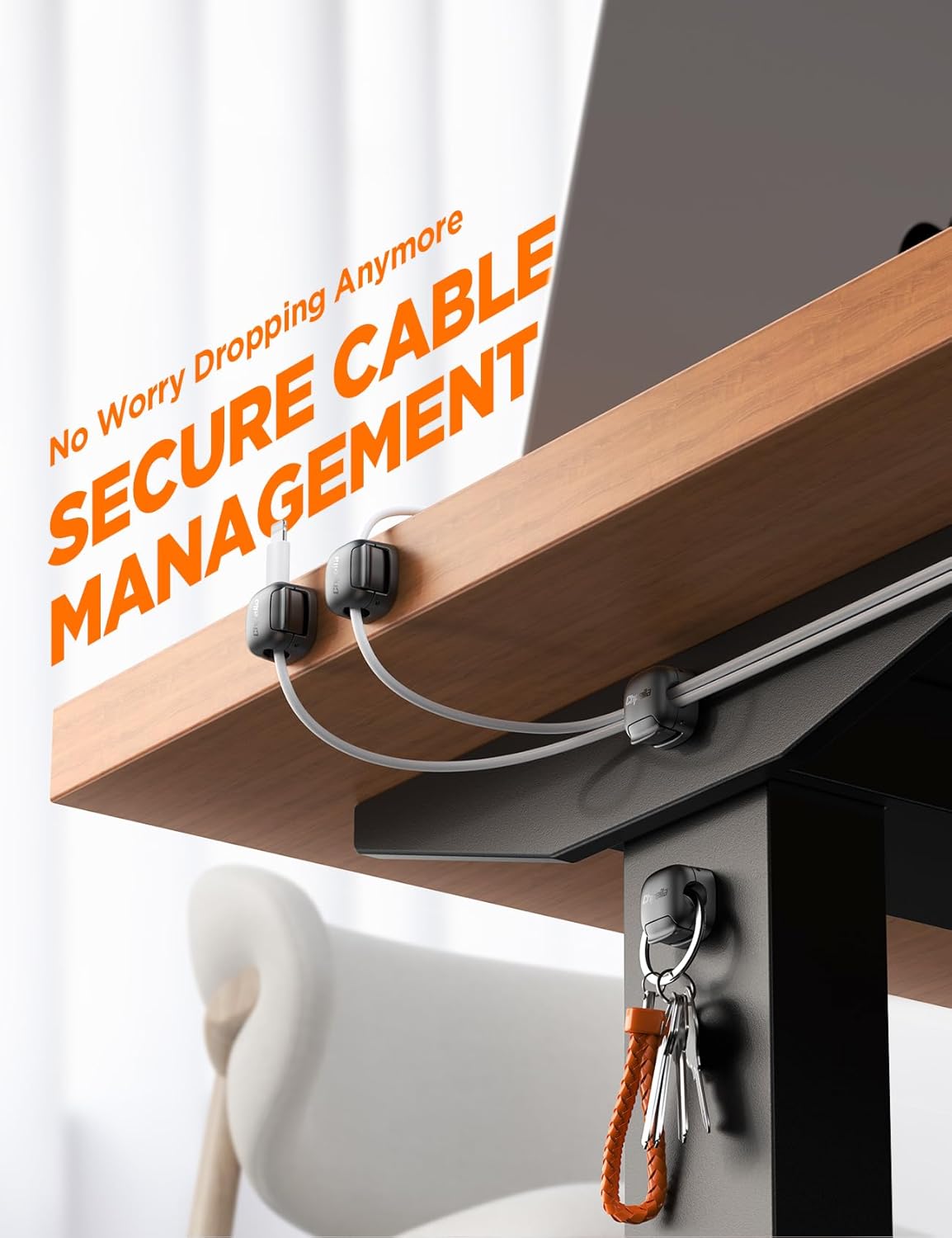 12Pack Cord Organizer - Chfeila [Dual Spring & Clasp Lock] Cable Management Clips, Adhesive Phone Charger Keeper, Compact Wire Holder for Nightstand/Car, Home Office Desk Accessories Decor Essentials