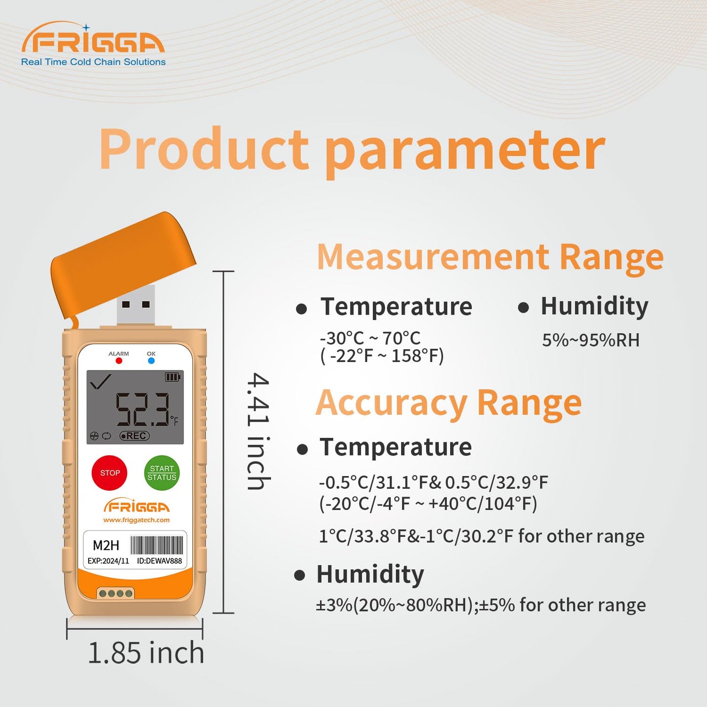 Frigga M2 2 Pack Reusable Temperature Humidity Data Logger USB Digital Refrigerator Thermometer Multi-Use Temperature Recorder High Accuracy 28800 Points PDF CSV Report