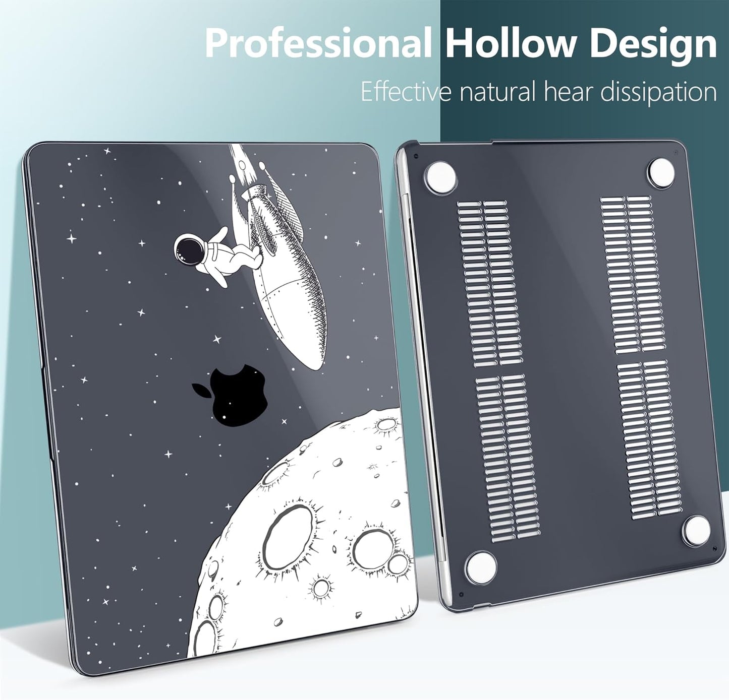 TWOLSKOO Compatible with M4 MacBook Air 13.6 inch Case 2025-2022 Release M4 A3240 M3 A3113 M2 A2681, Plastic Hard Shell & Keyboard Cover & Type C Adapter & Screen Protector, Flying Astronauts