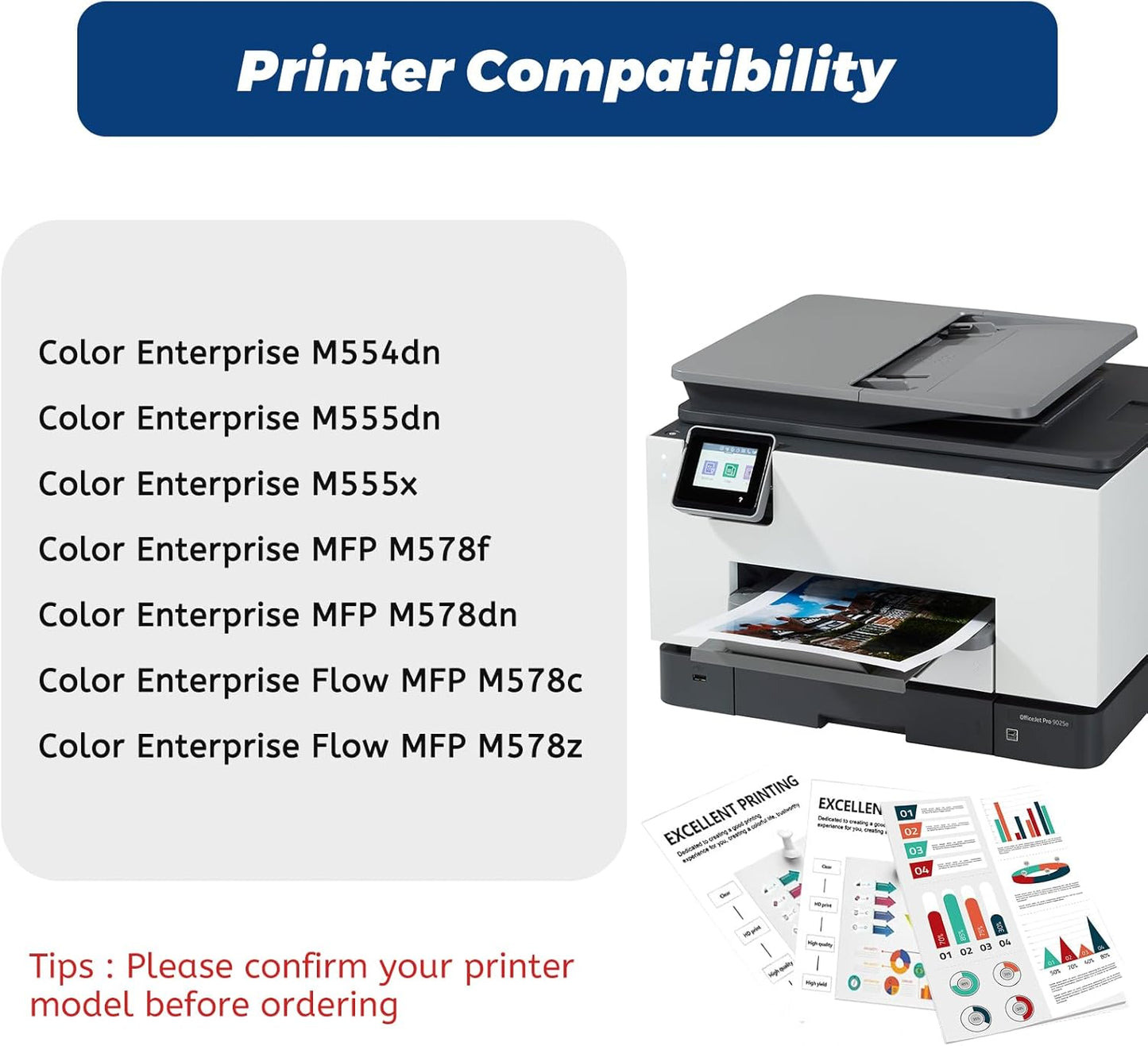 212A Yellow Toner Cartridge,Compatible Replacement for HP 212 A 212X W2122A W2120X, for HP Color Laserjet Enterprise M554 m554dn M555 M555dn Flow MFP M578 Printer, with Upgraded Chip,No Fading