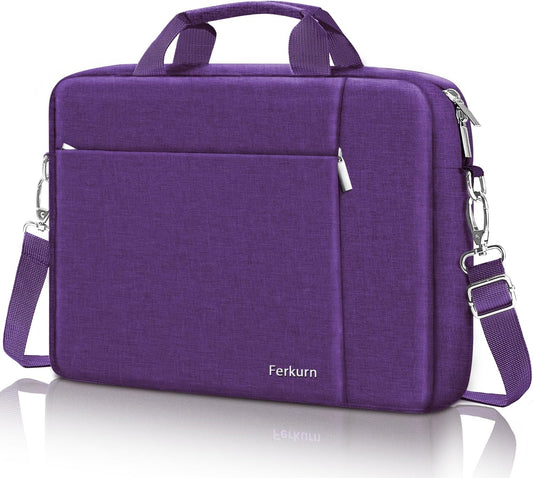 Ferkurn Laptop Bag Case for Women Men Computer Bag Compatible with HP Envy Pavilion Omen/LG Gram/MSI/Dell Inspiron XPS/Lenovo/Acer, Shoulder Strap Carrying Messenger Briefcase, Purple, 15.6 16 Inch