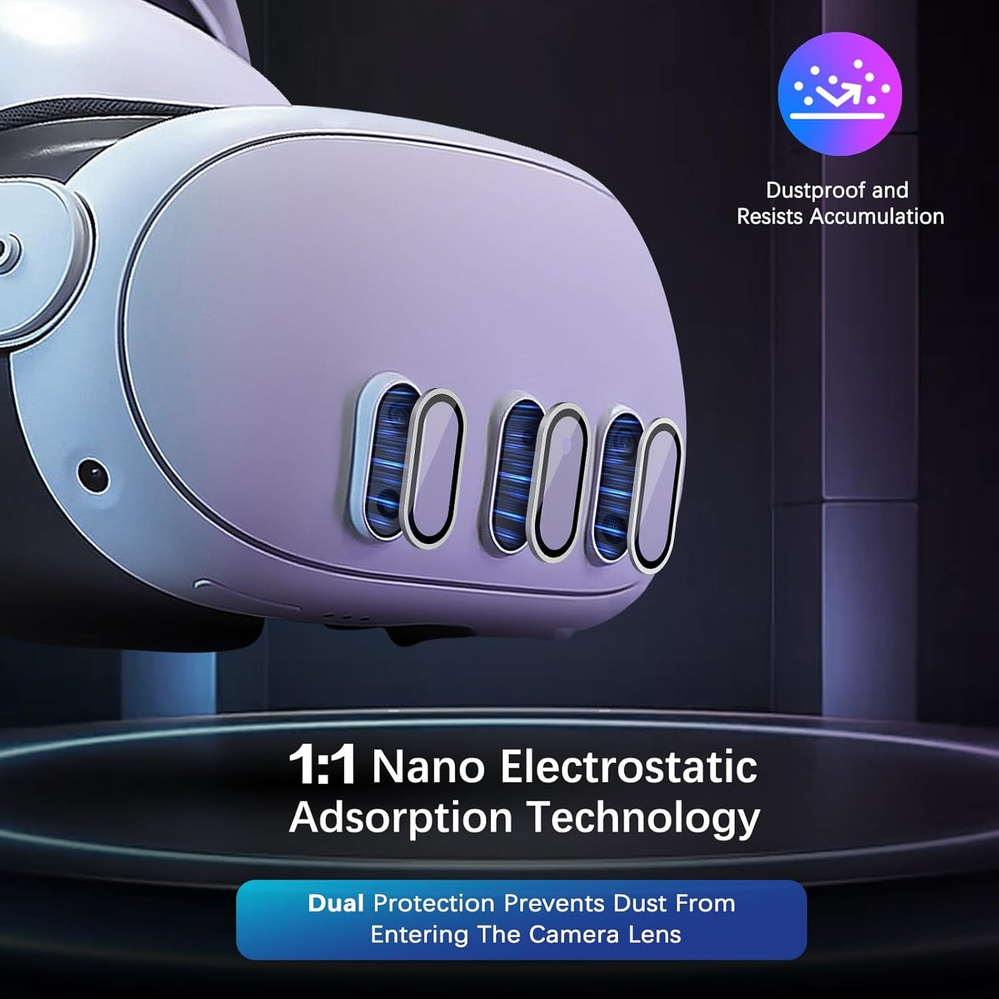 Camera Lens Protector for Oculus Meta Quest 3, Thin 9H Tempered Glass, Alloy Frame, Anti-Scratch, Case Friendly, High Definition, Silver