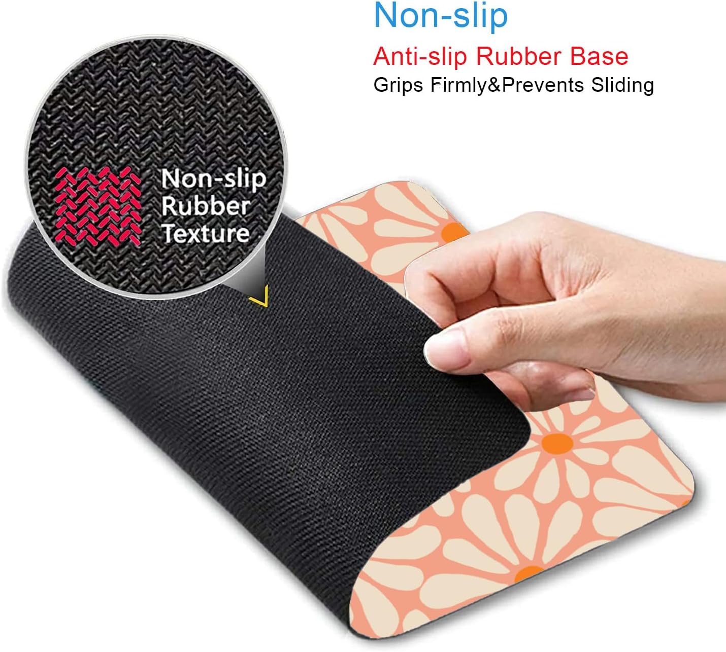 IMAYONDIA Cute Pink Mouse Pad, Daisy Flowers Mouse Pad, Aesthetic Modern Art Mousepad, Abstract Desk Decor, Anti Slip Rubber Base Orange Floral Mice pad for Computer Office Girl, 9.5 x 7.9 Inch