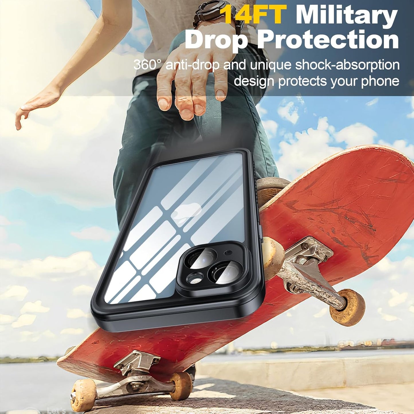 for iPhone 15 Plus Case Waterproof - Built-in Privacy Screen Protector & HD Screen Protector [IP68 Underwater] Shockproof Dustproof Full Body Protection iPhone 15 Plus Phone Case Black