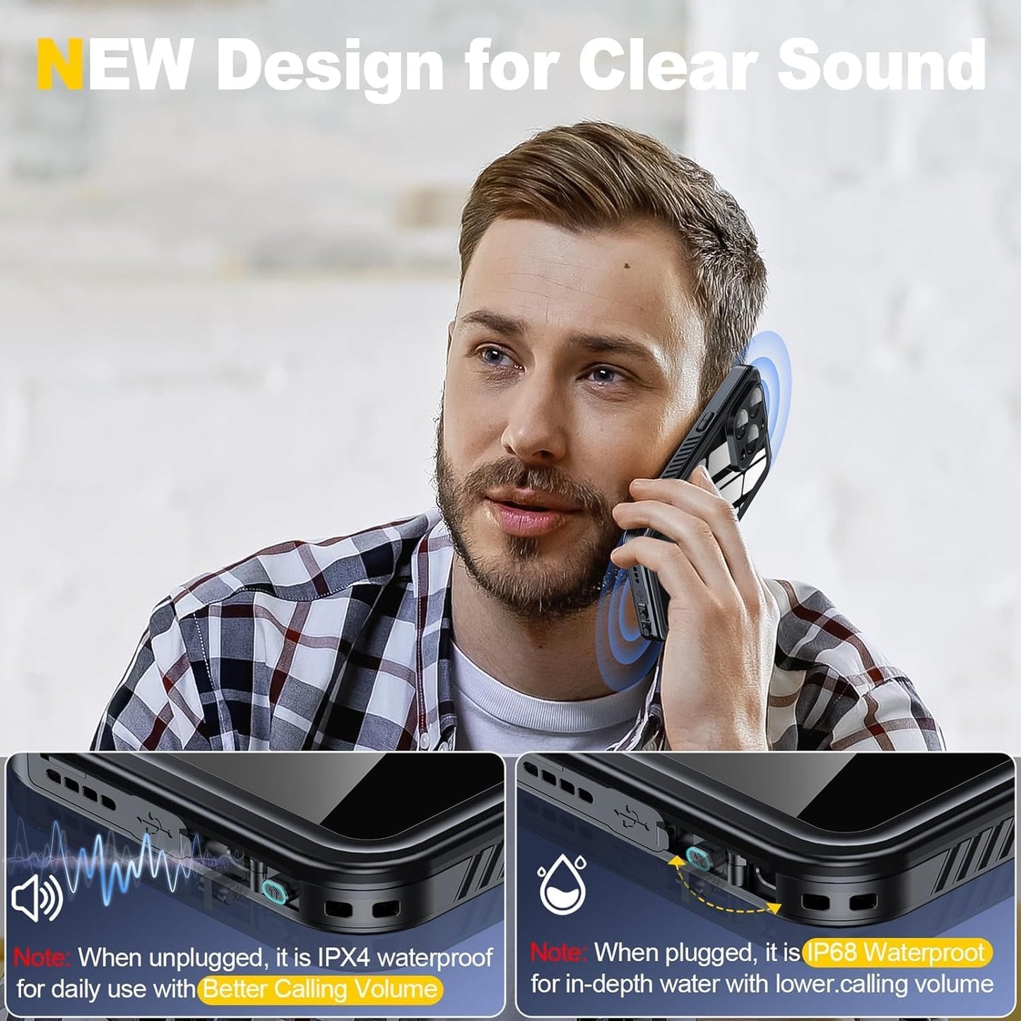 for iPhone 15 Pro Case Waterproof - Built-in Privacy Screen Protector & HD Screen Protector [IP68 Underwater] Shockproof Dustproof Full Body Protection iPhone 15 Pro Phone Case Blue