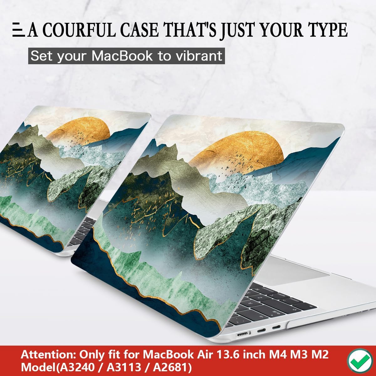 CISSOOK Mountain Case for MacBook Air 13.6 inch 2025 2024 2022 Release Model A3240 A3113 A2681, Plastic Sunshine Mountain Scenery Cover for MacBook Air 13 M4 M3 M2 Case with Keyboard Cover