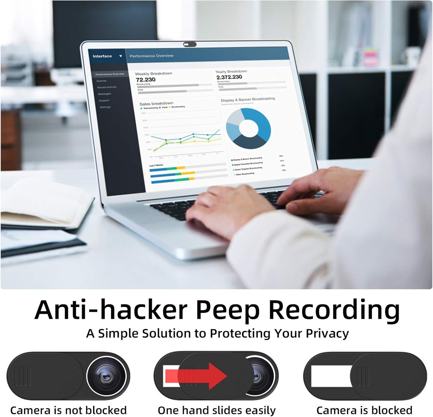 Webcam Cover,Ultra-Thin Camera Cover Slide for Laptop,MacBook,Computer,iMac,iPad, Cell Phone and Tesla Model 3/Y Interior Cabin Camera.0.03inThick Web Blocker Protect Your Privacy and Security