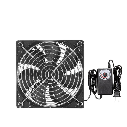 12V 120mmx25mm 4.72inch Small Dual Ball Bearing Window Fan IP44 Moisture-Proof PC Case Fans with Adjustable Speed Controller 3V-12V 1000-3000RPM for Compact Spaces