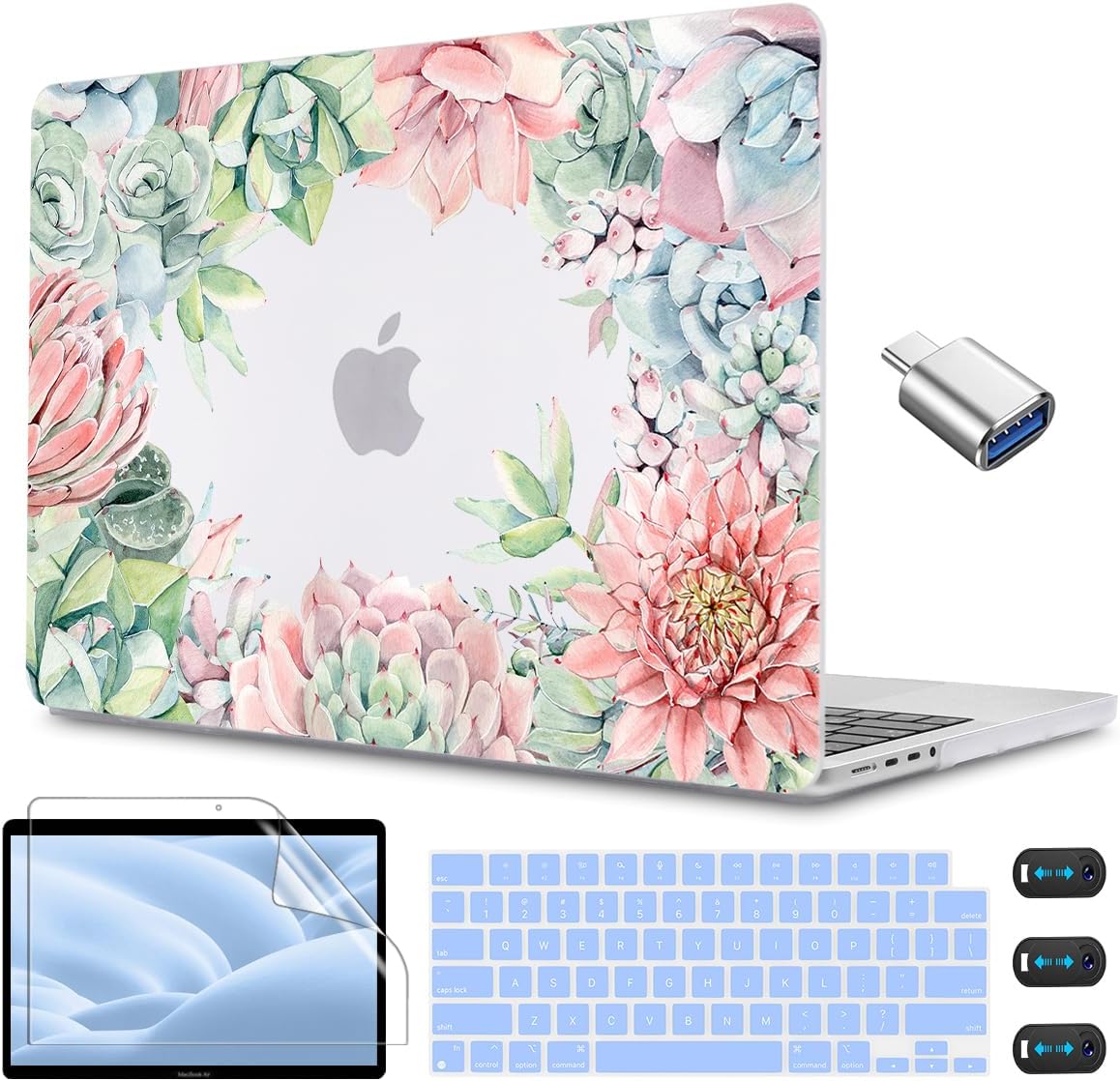 CISSOOK Succulent Hard Shell Case Cover for MacBook Pro 14 Inch 2021-2023 Release Model A2779 A2442 M1 M2 with Touch ID