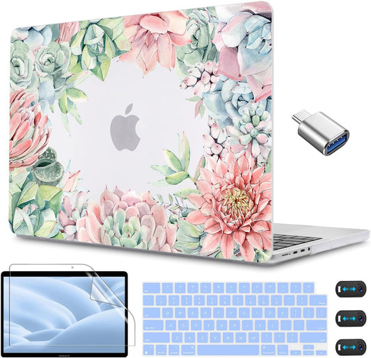 CISSOOK Succulent Hard Shell Case Cover for MacBook Pro 14 Inch 2021-2023 Release Model A2779 A2442 M1 M2 with Touch ID