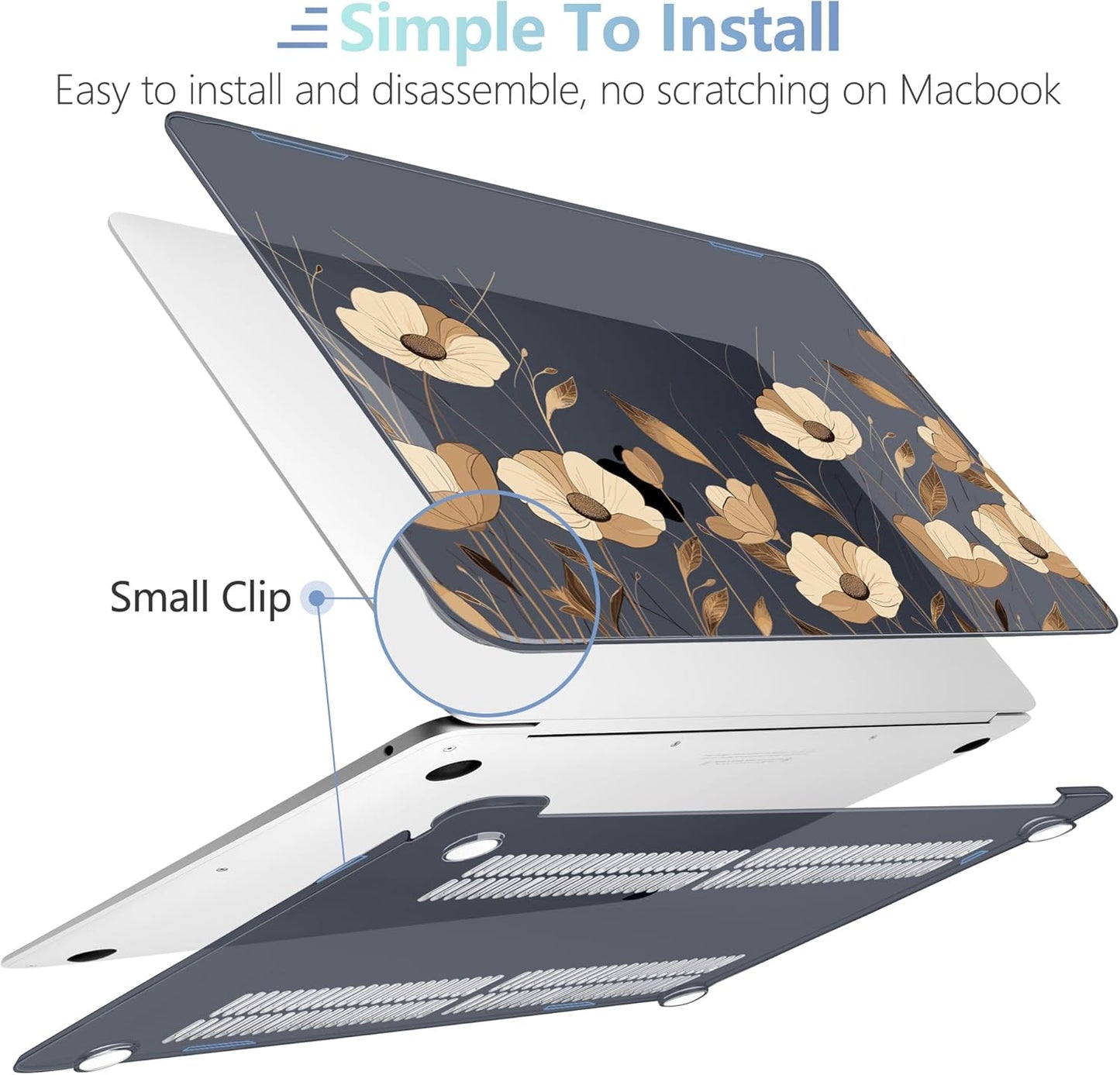 MEEgoodo for MacBook Air 13.3 inch Case 2021 2020 2019 2018 A2337 M1 A2179 A1932, Laptop Shell for MacBook Air M1 with Keyboard Webcam Cover & Trackpad Film & Type C Adapter,A Bouquet Flowers