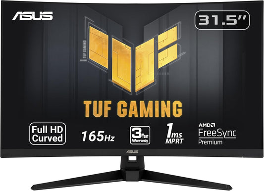 ASUS TUF Gaming VG328H1B 32” Curved Monitor, 1080P Full HD, 165Hz (Supports 144Hz), Extreme Low Motion Blur, Adaptive-sync, FreeSync Premium, 1ms, Eye Care, HDMI D-Sub