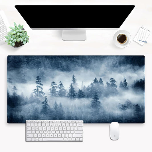 Forest Nature Scenery Mountain Desk Pad Extra Large 31.5"x15.7" Gaming Mouse Pad XL Keyboard Mat for Office Laptop Computer Desk Decor