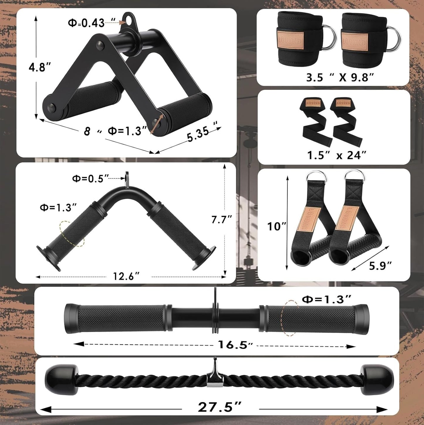 Cable Machine Attachment，LAT Pulldown Attachments Upgraded 1.3 Inch Comfort Grip Cable Attachments for Gym, Triceps Rope Bar,V Bar ,Double D Bar,Homr Gym Accessories