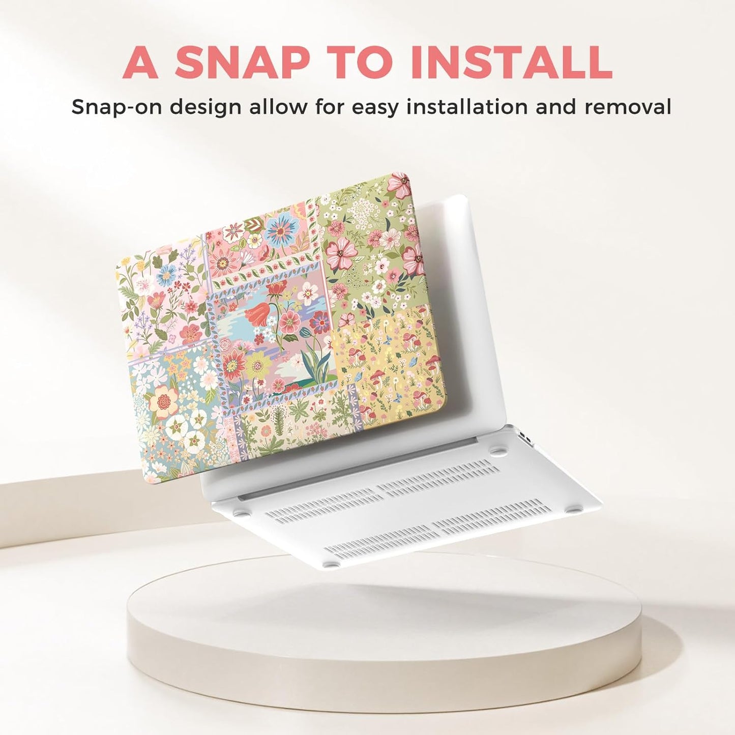 iCasso for MacBook Air 13 inch Case 2020 2019 2018 Release A2337 M1 A2179 A1932, Flower Hard Shell Protective Case for MacBook Air 13.3 inch + Keyboard Cover + Screen Film, Pink