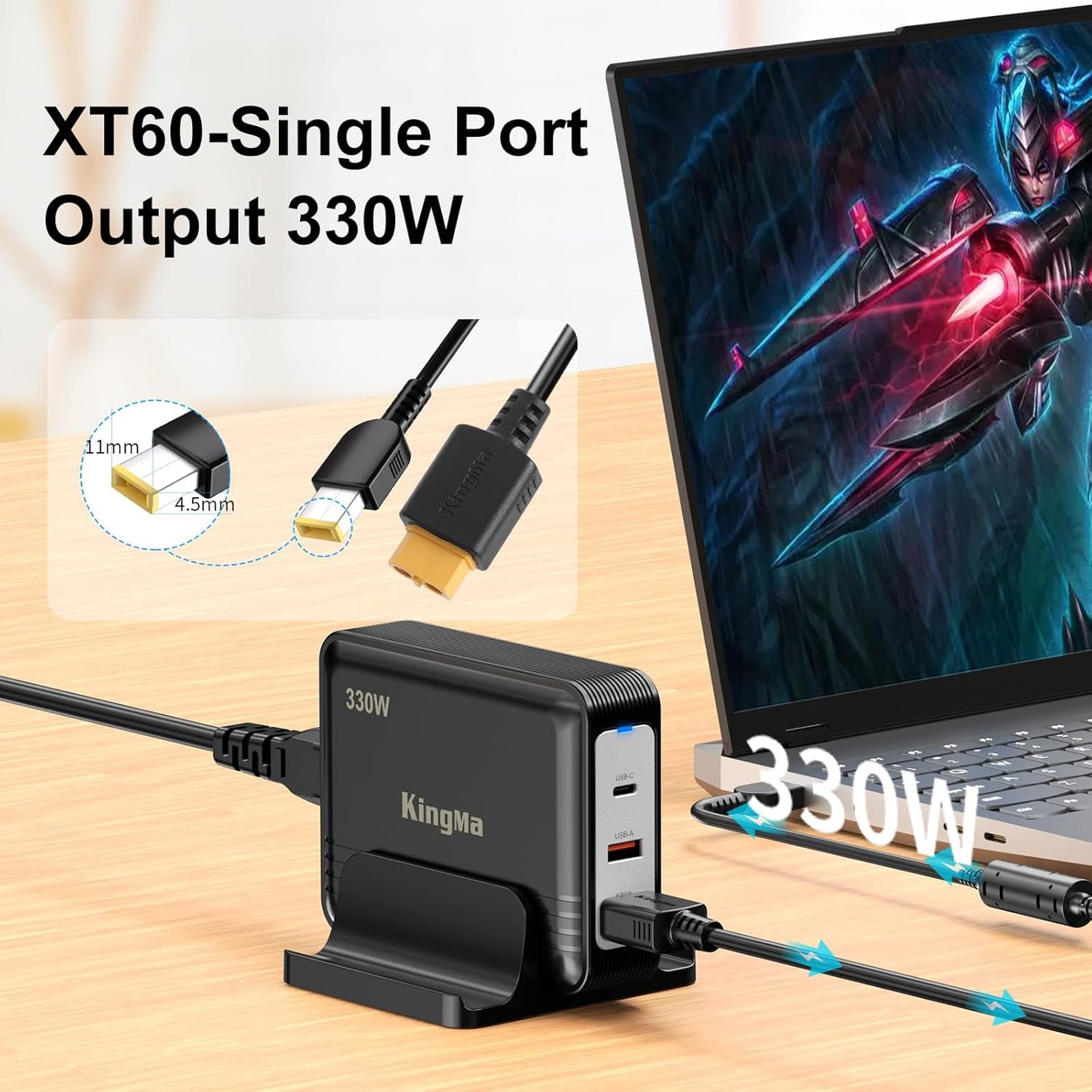 330W Lenovo Legion 7i GaN Laptop Charger with XT60 Port (20V/16.5A) 11/45mm PD 3.0 Fast Charging Adapter, Compatible with Legion Slim 7i N9000K Y9000X R9000P- Gaming & Engineering Laptops Charger
