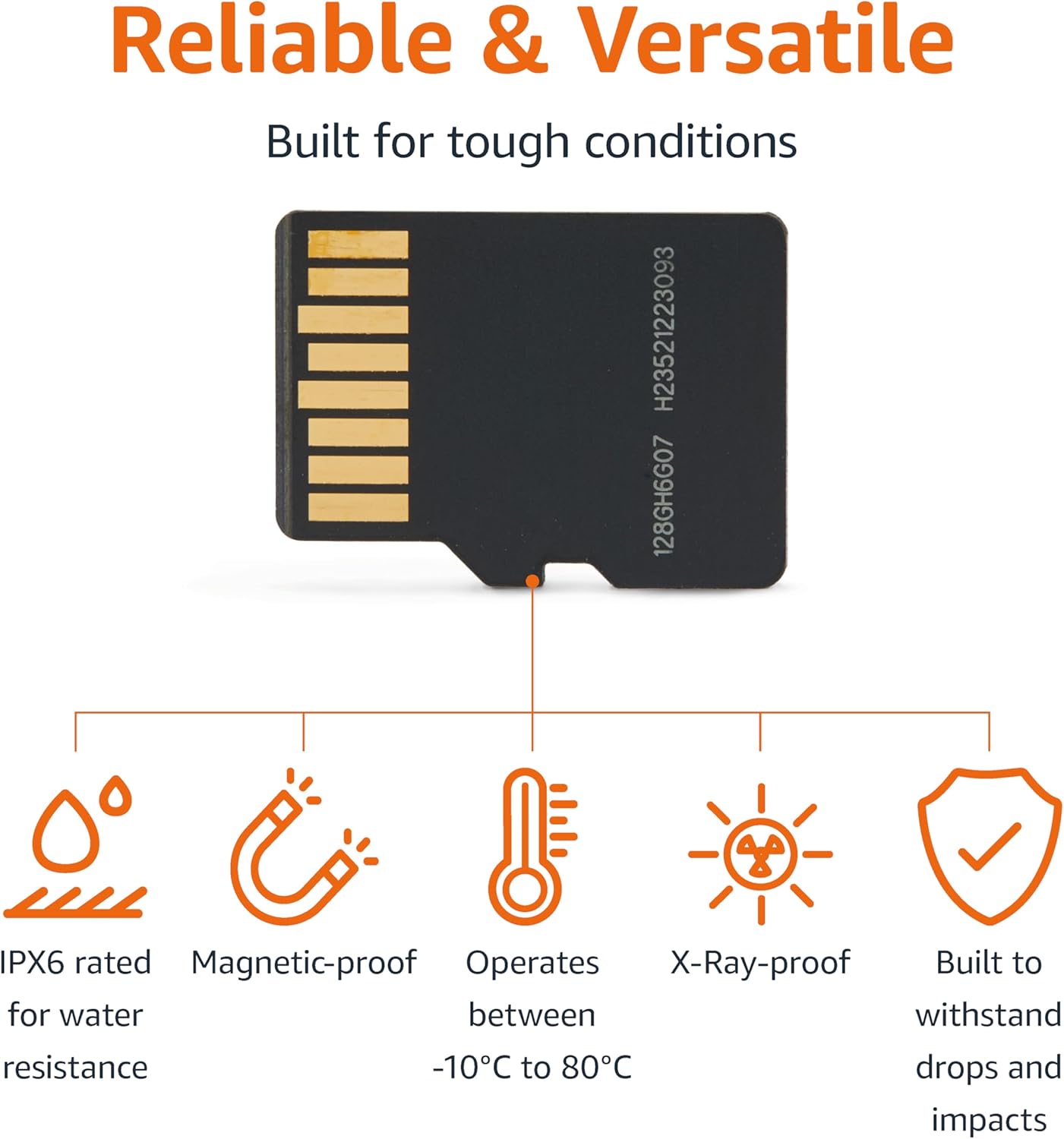 Amazon Basics 128GB microSDXC Card with Adapter, Read Speed Up to 200MB/s, 1-Pack