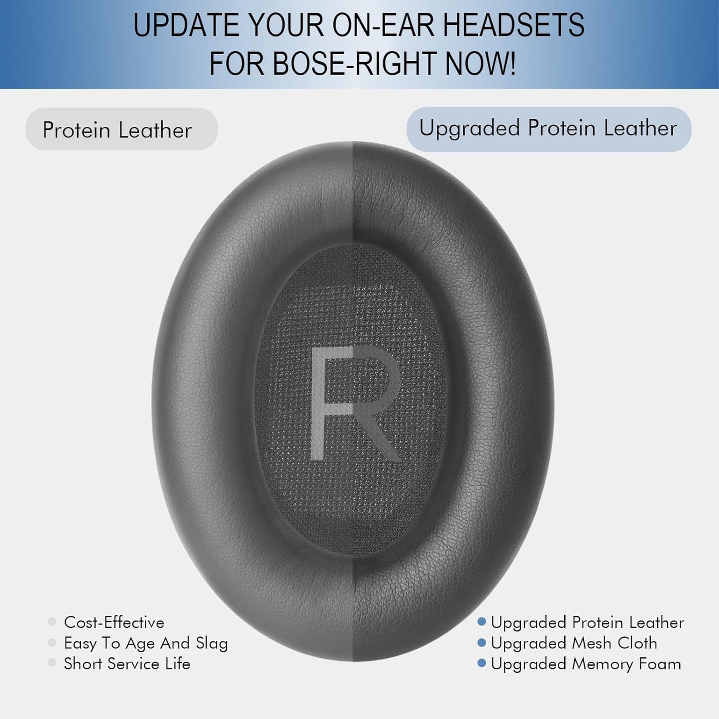 GEVO Replacement Ear Pads for Bose QC45, Ear Cushions for Bose QuietComfort 45 (QC45) & Quiet Comfort SE (QC SE) Headphones, Earpads with Softer Leather Noise Isolation Foam (Gray)