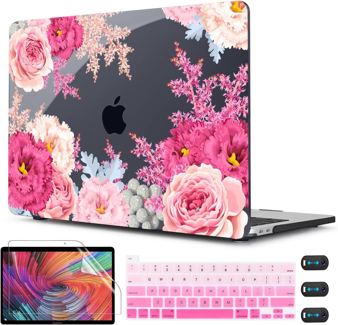 CISSOOK Floral Case Cover for MacBook Pro 13 Inch 2025-2020 Release A2338 A2289 A2251, Plastic Hard Shell Case with Keyboard Cover for MacBook Pro 13 M1 M2, Gorgeous Flowers