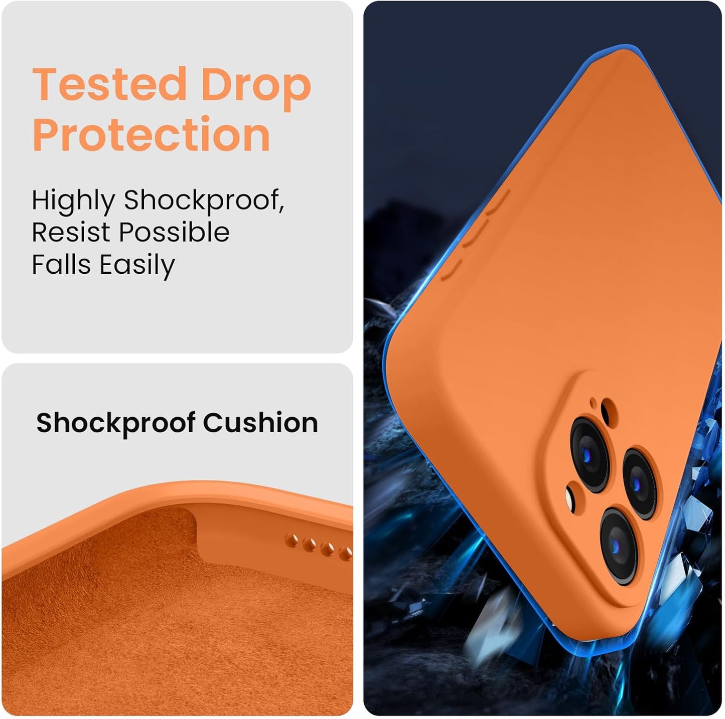 FireNova Designed for iPhone 15 Pro Max Case, Silicone Upgraded [Camera Protection] Phone Case with [2 Screen Protectors], Soft Anti-Scratch Microfiber Lining Inside, 6.7 inch, Kumquat