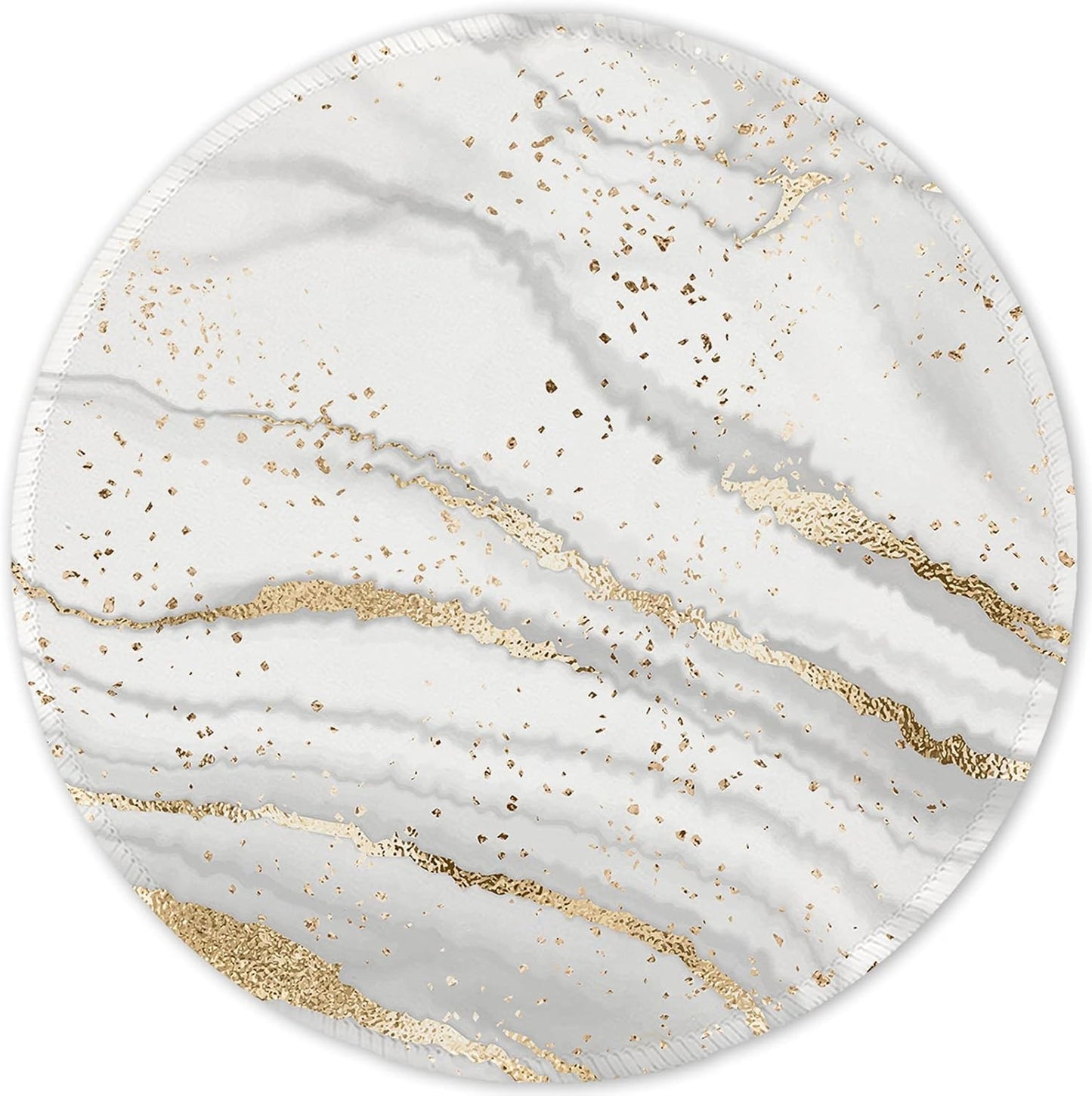 ITNRSIIET Round Mouse Pad with Stitched Edge Premium-Textured Waterproof Non-Slip Rubber Base Desktop Protection Mat Diameter 8.7 inches, Gray Gold Marbling
