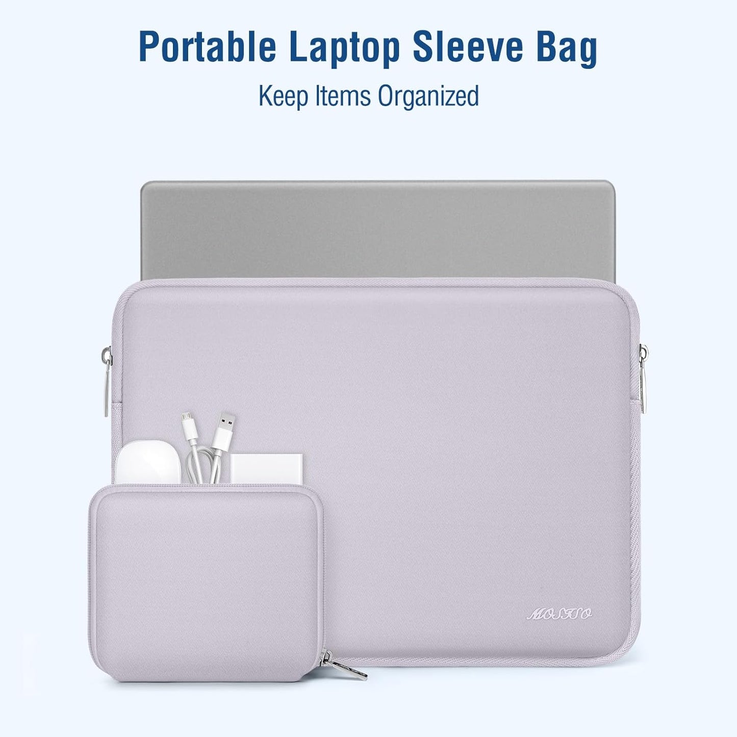 MOSISO Laptop Case 13.3 inch, 13-13.3 inch Laptop Sleeve Bag Compatible with MacBook Air/Pro 13/Pro 14 M5 M4 M3 M2 M1, HP Dell ASUS Lenovo, Neoprene Computer Sleeve Bag with Small Case, Dusty Lilac